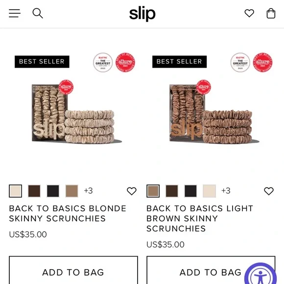 2 packs- Slip skinny silk scrunchies - Picture 2 of 5